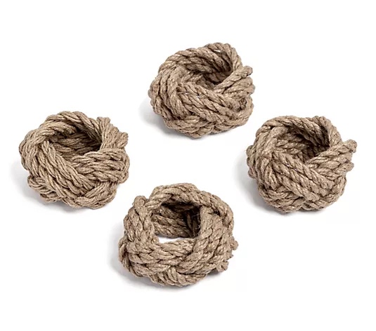 over&back Woven Rope Napkin Ring - Set of 4-