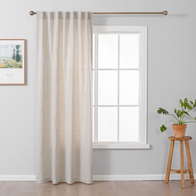 100% pure linen back tab light filtering single curtain panel