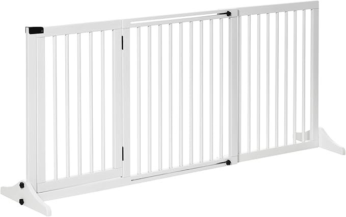  Hero image 0 of PawHut Wooden Freestanding Pet Gate Adjustable w/ Door Lock Safe Barrier White, 0 of 9     Visit the Pawhut Store PawHut Wooden Freestanding Pet Gate Adjustable w/ Door Lock Safe Barrier White
