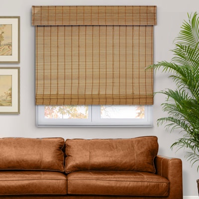 natural woven cordless light filtering bamboo roman shades for