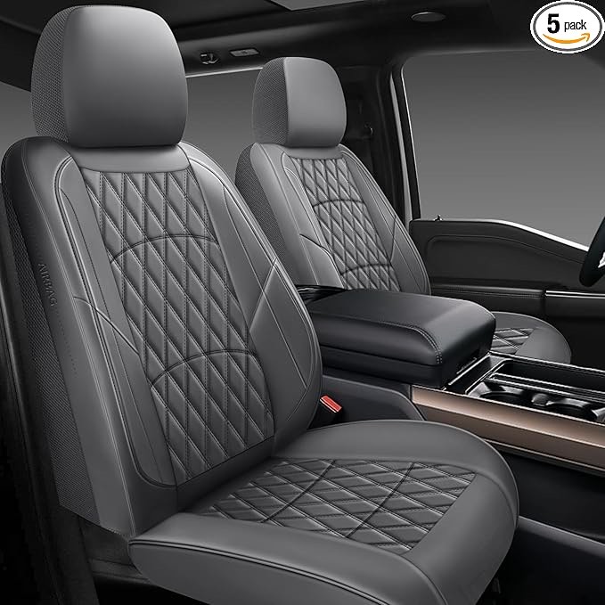 NEW -Fivelin* Fit BU Car Sort Covers for Se... ther Seat Cushion Protector, Full SeT, Black