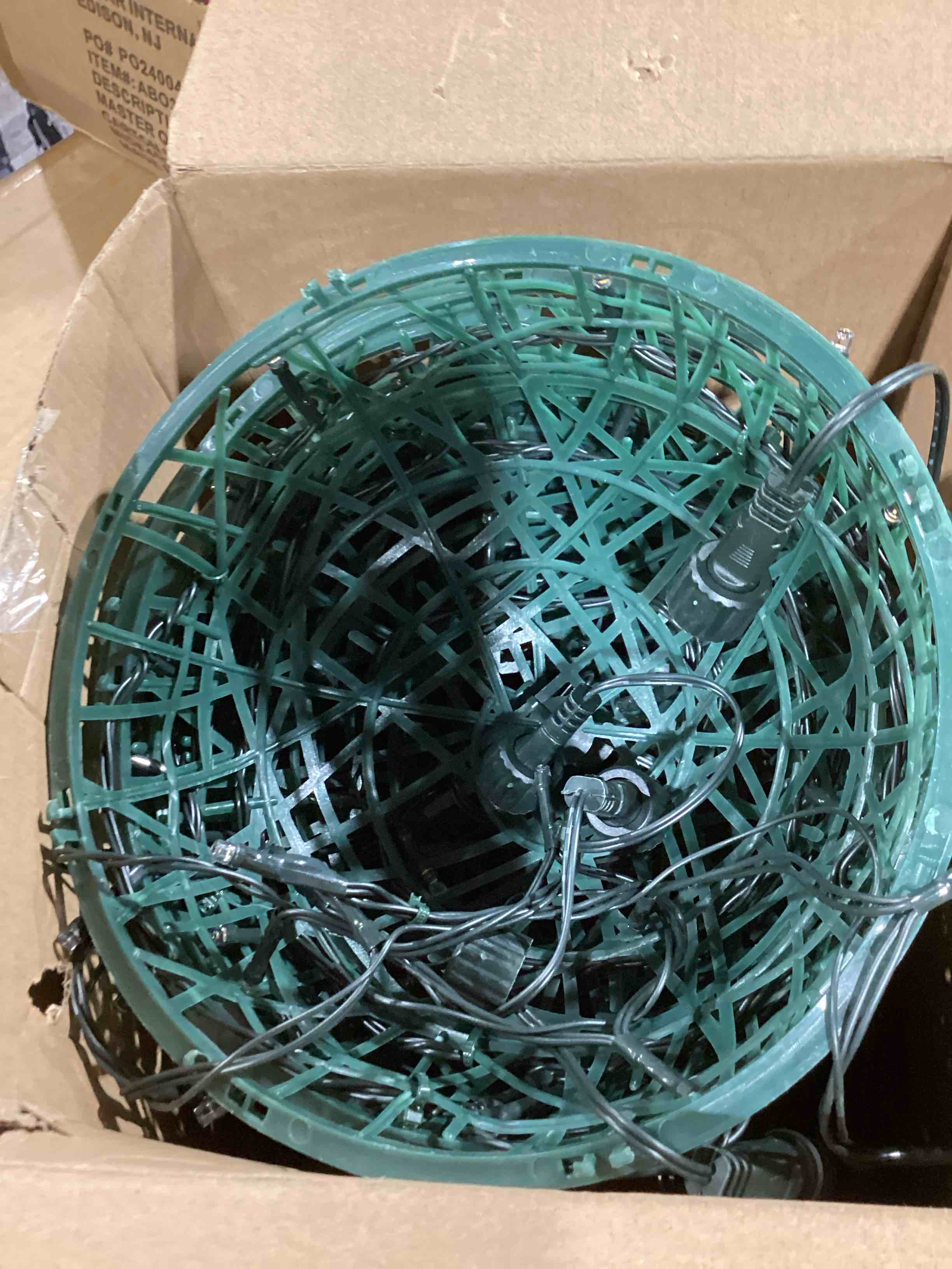 Condition photo showing Good Condition for christmas string lights outdoors,4 pack 7.98" sphere ball tree garden globe lights for home, party, christmas, porch patio,wedding, garden,tree decoration with memory function plug warm white green wire 7.87inch