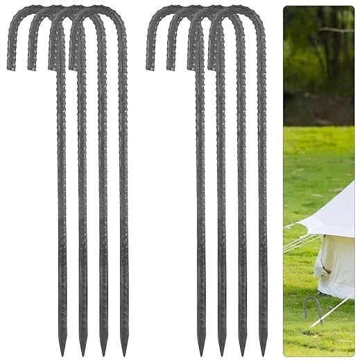 16 inch rebar ground stakes heavy duty j hook ground anchors 3/8 inch diameter steel rebar t