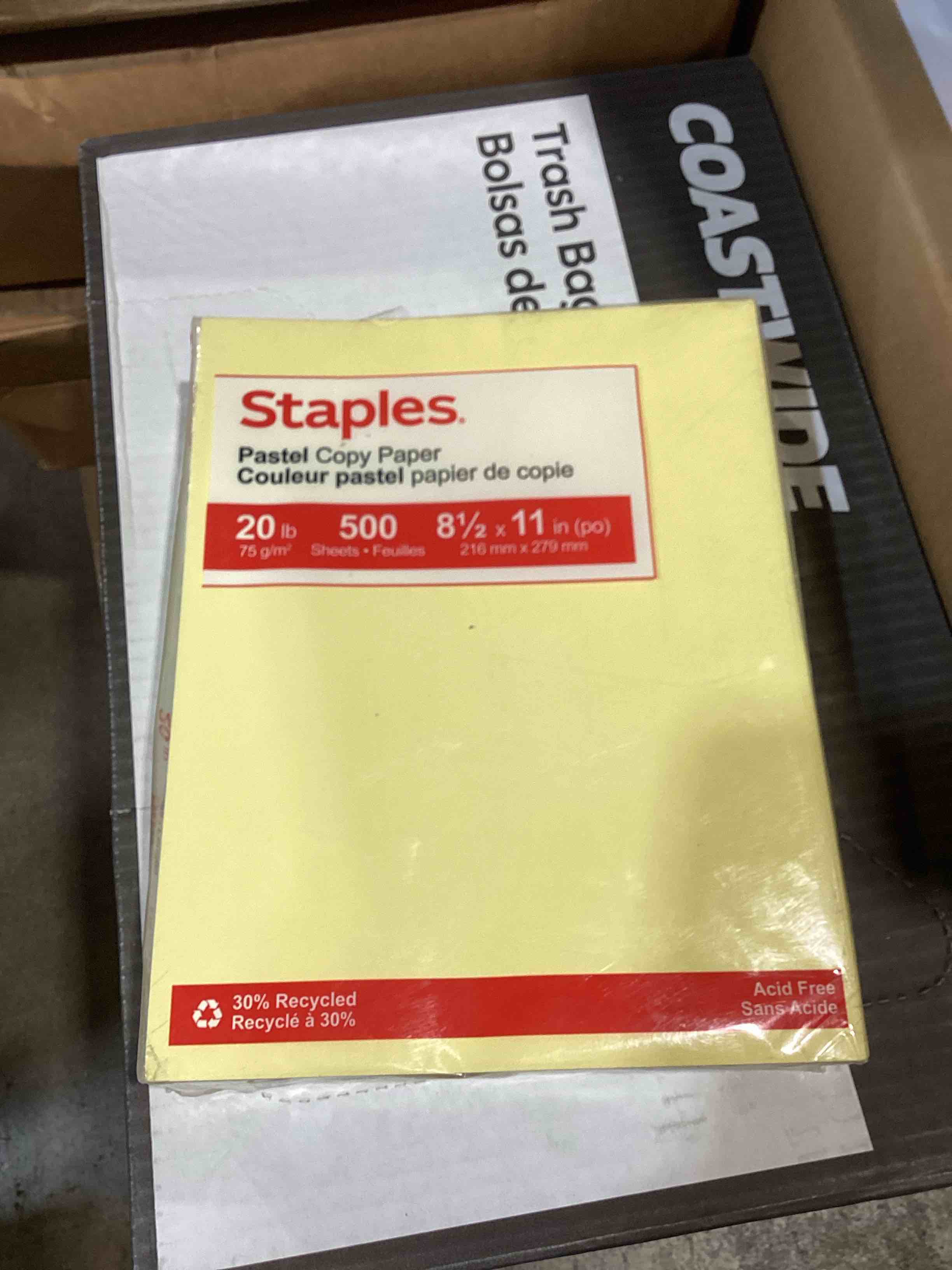 Condition photo showing Good Condition for staples pastel 30% recycled color copy paper 20 lbs. 8.5 x 11 canary 500/ream (14787)
