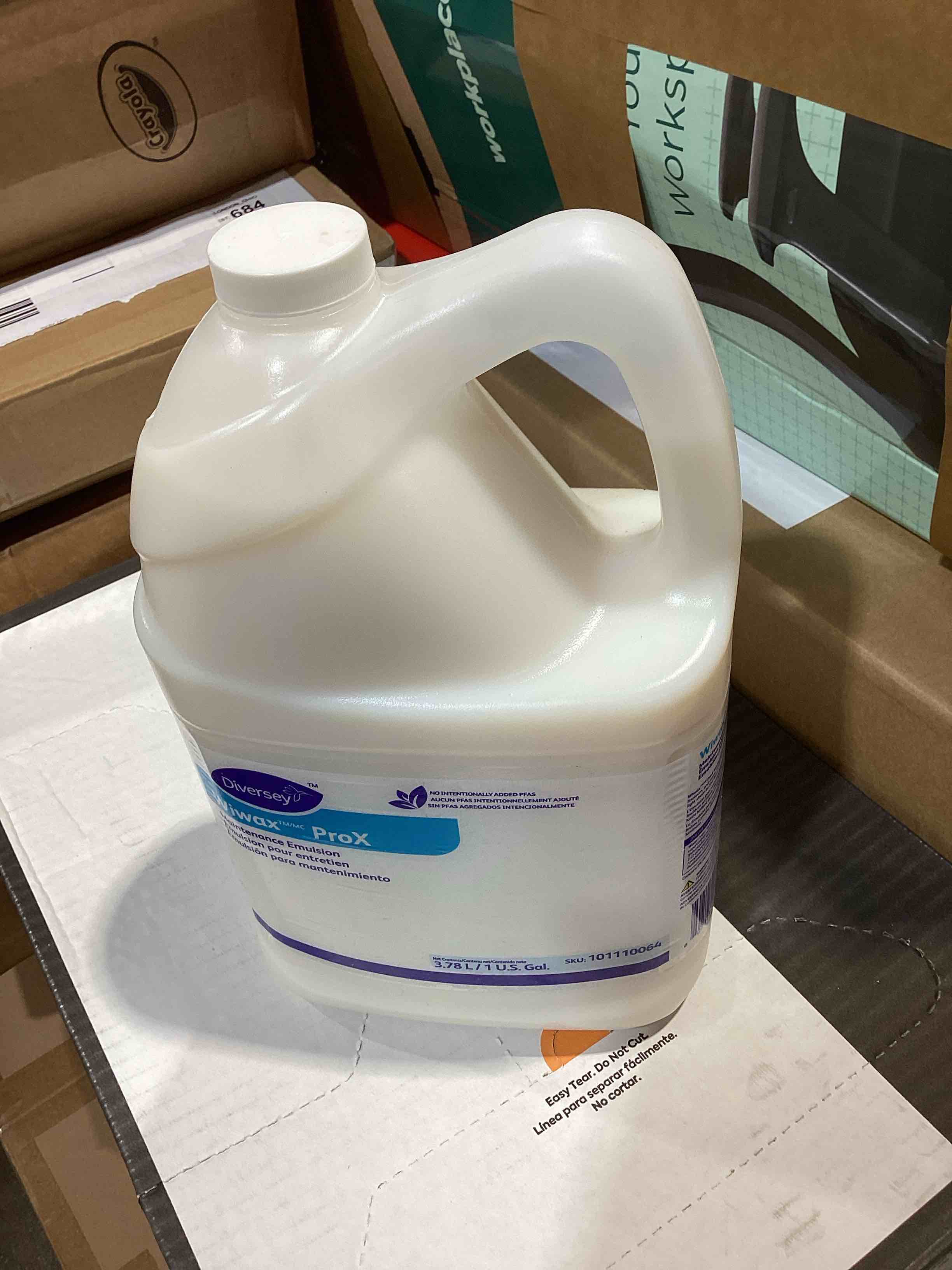 Condition photo showing New/Like New for diversey 101110064 wiwax prox floor cleaning & maintenance emulsion liquid, commercial strength sealer for rubber, concrete & stone floors, concentrate, 1-gallon