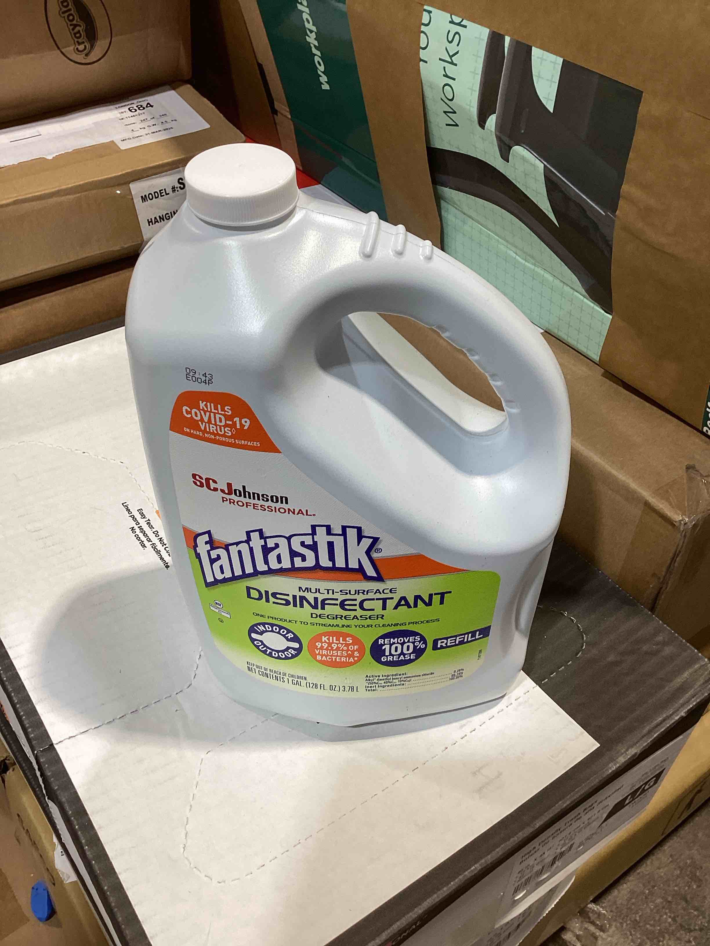 Condition photo showing New/Like New for fantastik lemon power antibacterial cleaner, 128 fl ounce