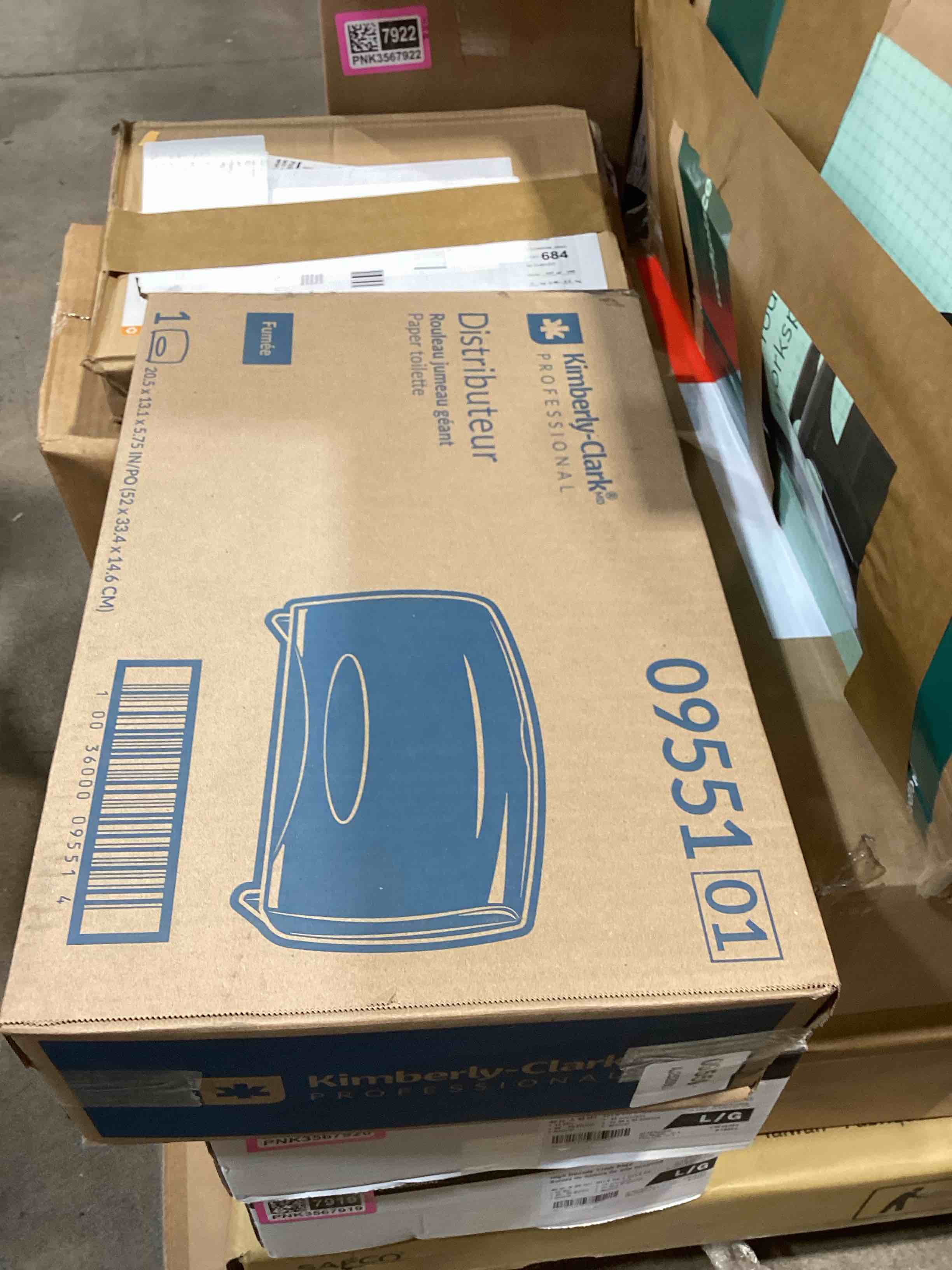Condition photo showing New/Like New for kimberly-clark professional* cored jrt jumbo combo tissue dispenser 20 2/5w x 5 4/5d x 13 1/10h smoke/gray -kcc09551