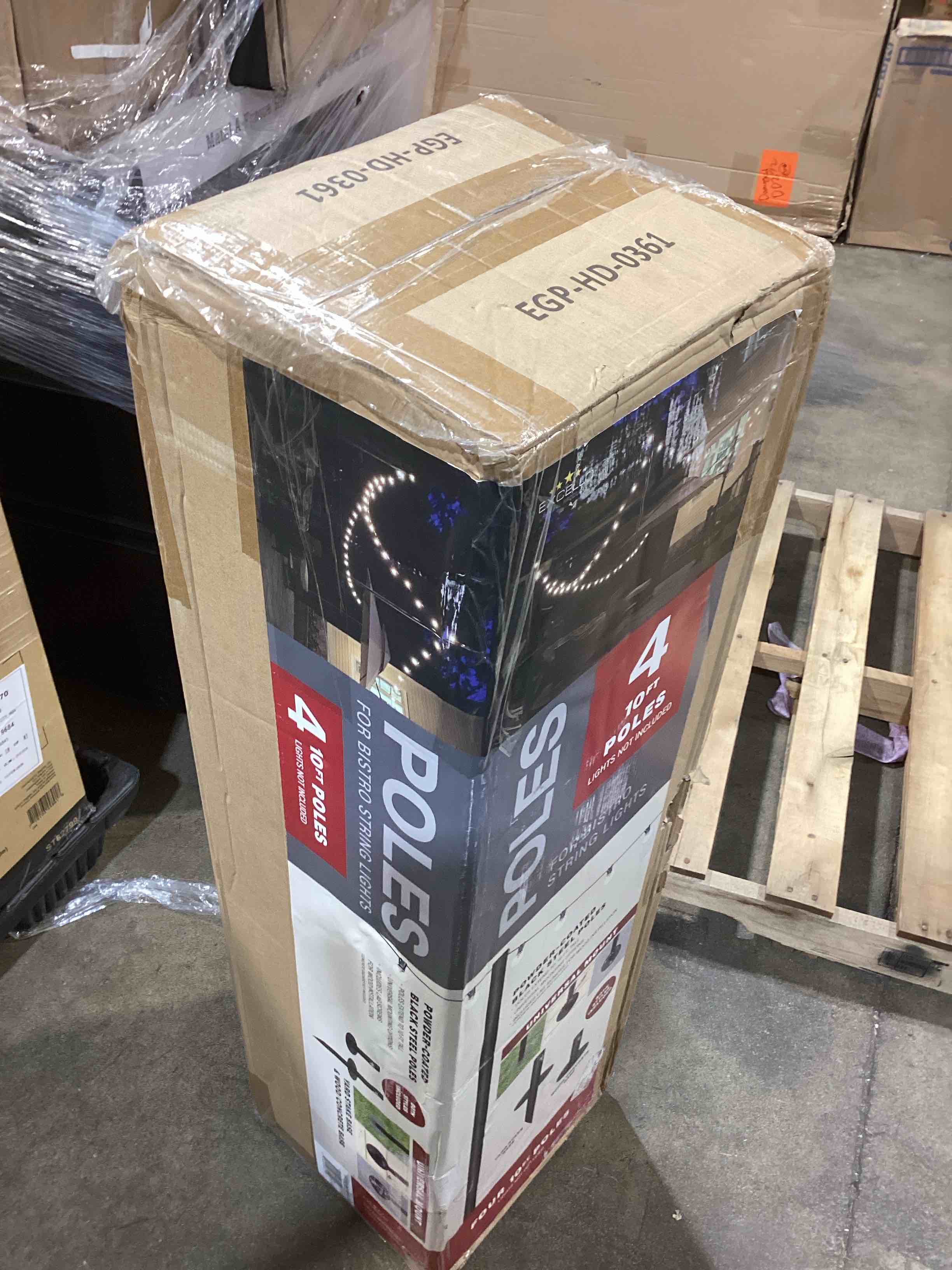 Condition photo showing New/Like New for excello global products egp-hd-0361 bistro outdoor string light poles for backyard  universal mounting options included  extends to 10 feet  4 pack  poles only