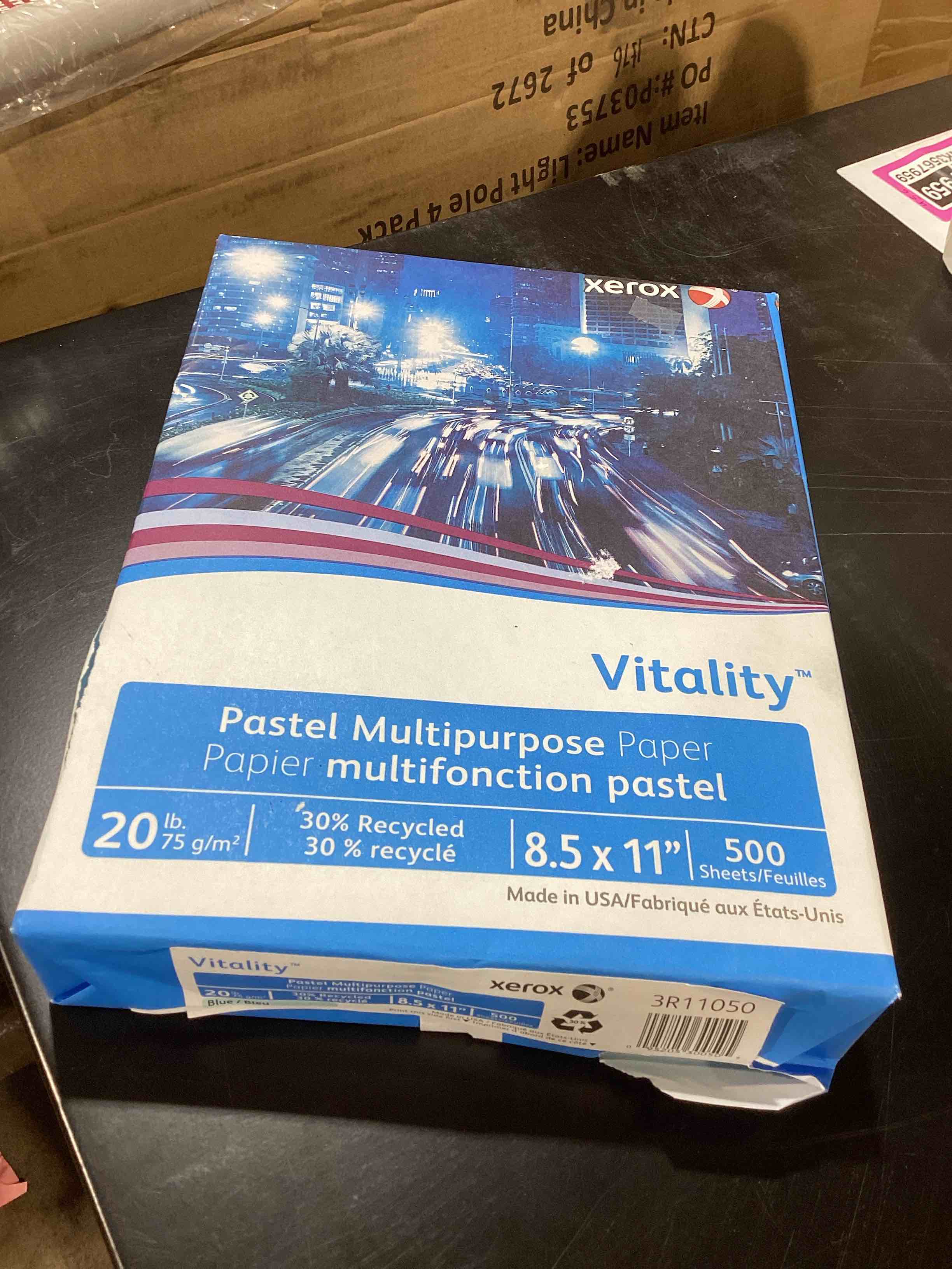 Condition photo showing New/Like New for xerox vitality pastel multipurpose paper - blue letter - 8 1/2  x 11  - 20 lb basis weight - 500 / ream - blue