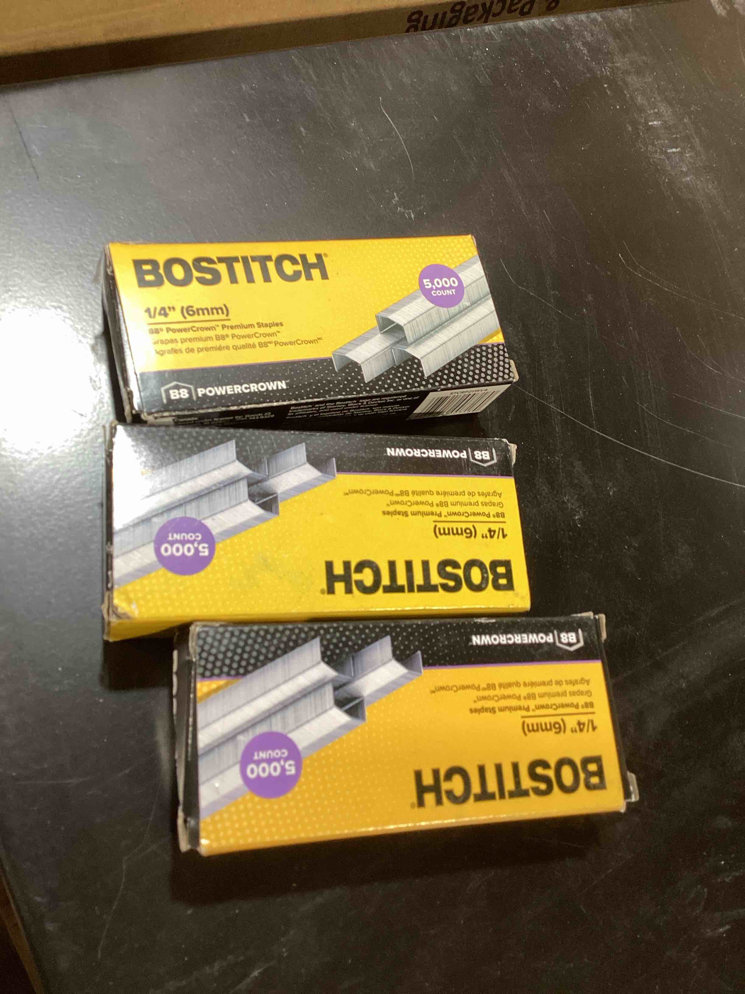 Condition photo showing New/Like New for bostitch b8 powercrown premium staples 1/4 leg length 5000 staples per box 3