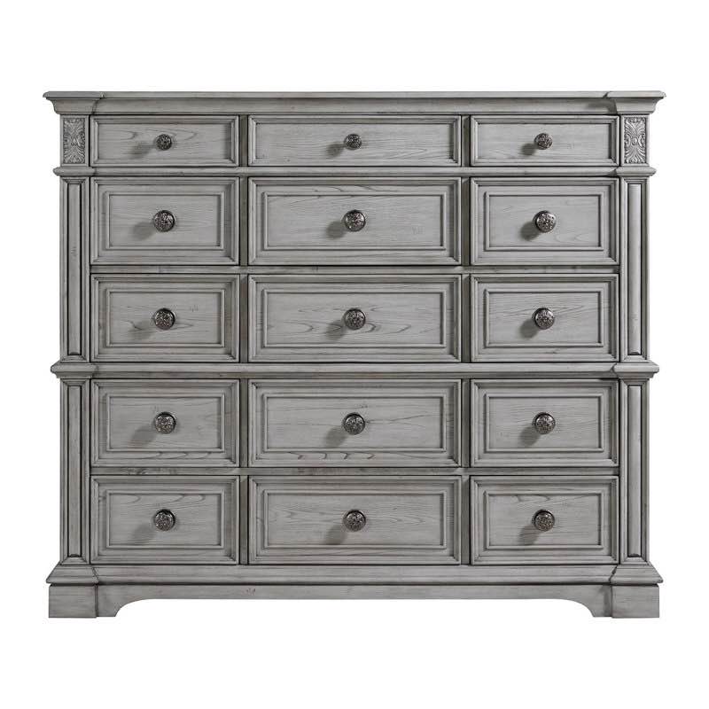 Picket House Furnishings Brookstone 15-Drawer Mansion Chest in Aged Grey