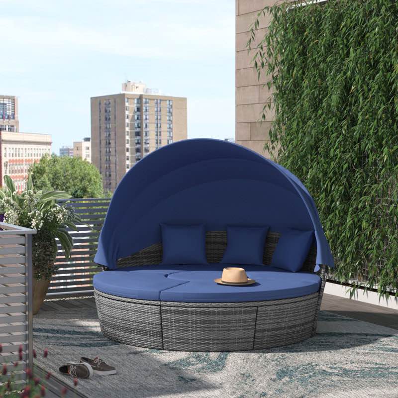 Alleshia 75.5'' Polyethylene (PE) Wicker Outdoor Patio Daybed((incomplete box 2/4)) 