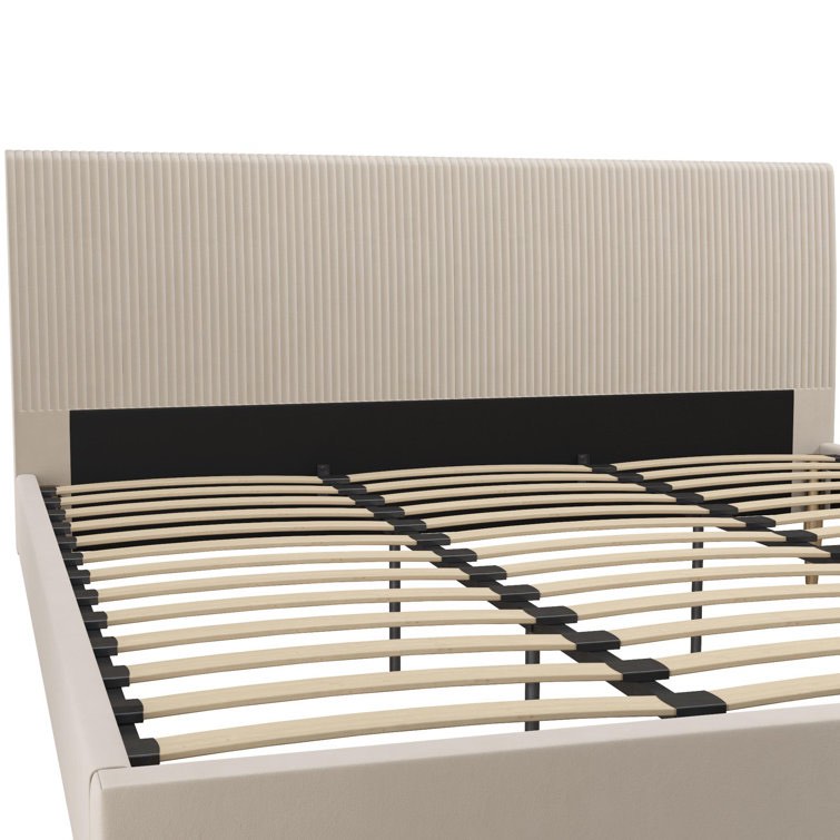 ((incomplete box 2/2)) King Ivory Velvet Daphne Upholstered Platform Bed