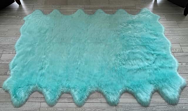 Faux Sheepskin Rug blue, rectangular 5ft  (similar to stock photo)