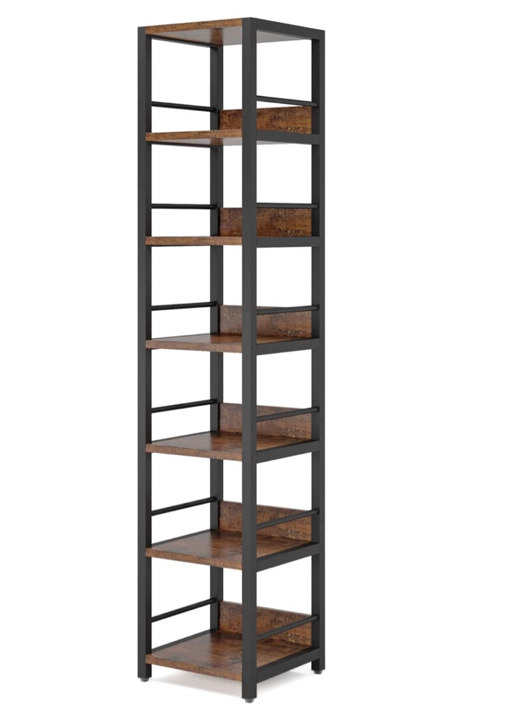 6-Tier Corner Shelf, Narrow Etagere Bookshelf Storage Rack