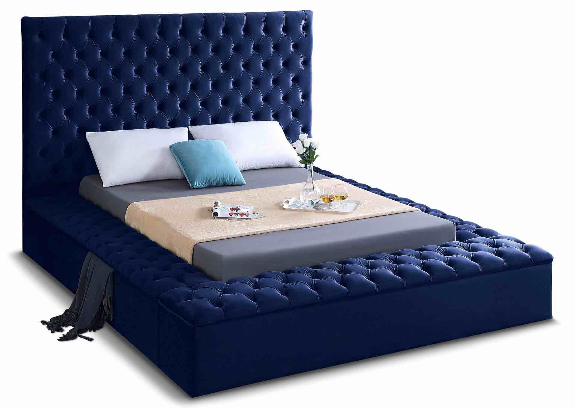 ( Incomplete box 3/3) Bliss Navy Velvet Full Bed 