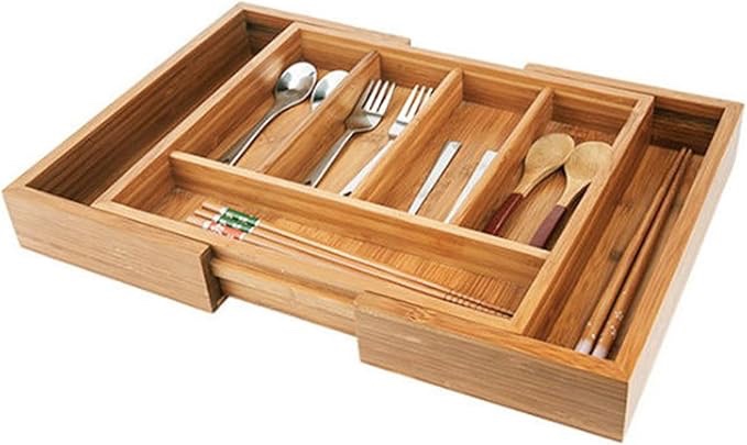 Cutlery Tray for Drawer Organizer Kitchen Drawer Organizer Utensil Holder Portable Flatware Organizer Storage Expandable Adjustable Ideal for Saving Kitchen Storage Space