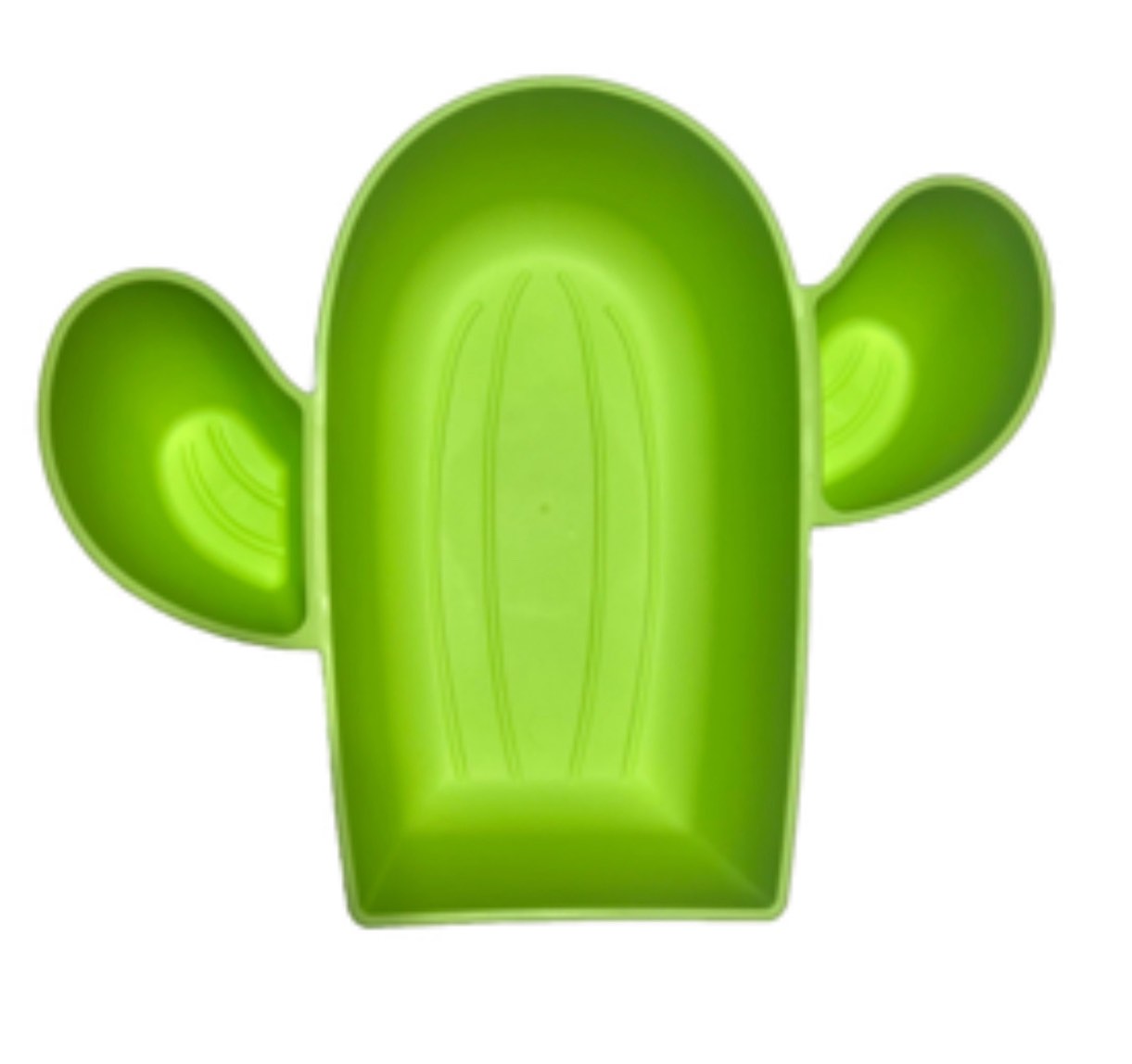 (( Case Pack Of 15)) Cactus Chip & Dip Tray Green -3 Separate Compartments