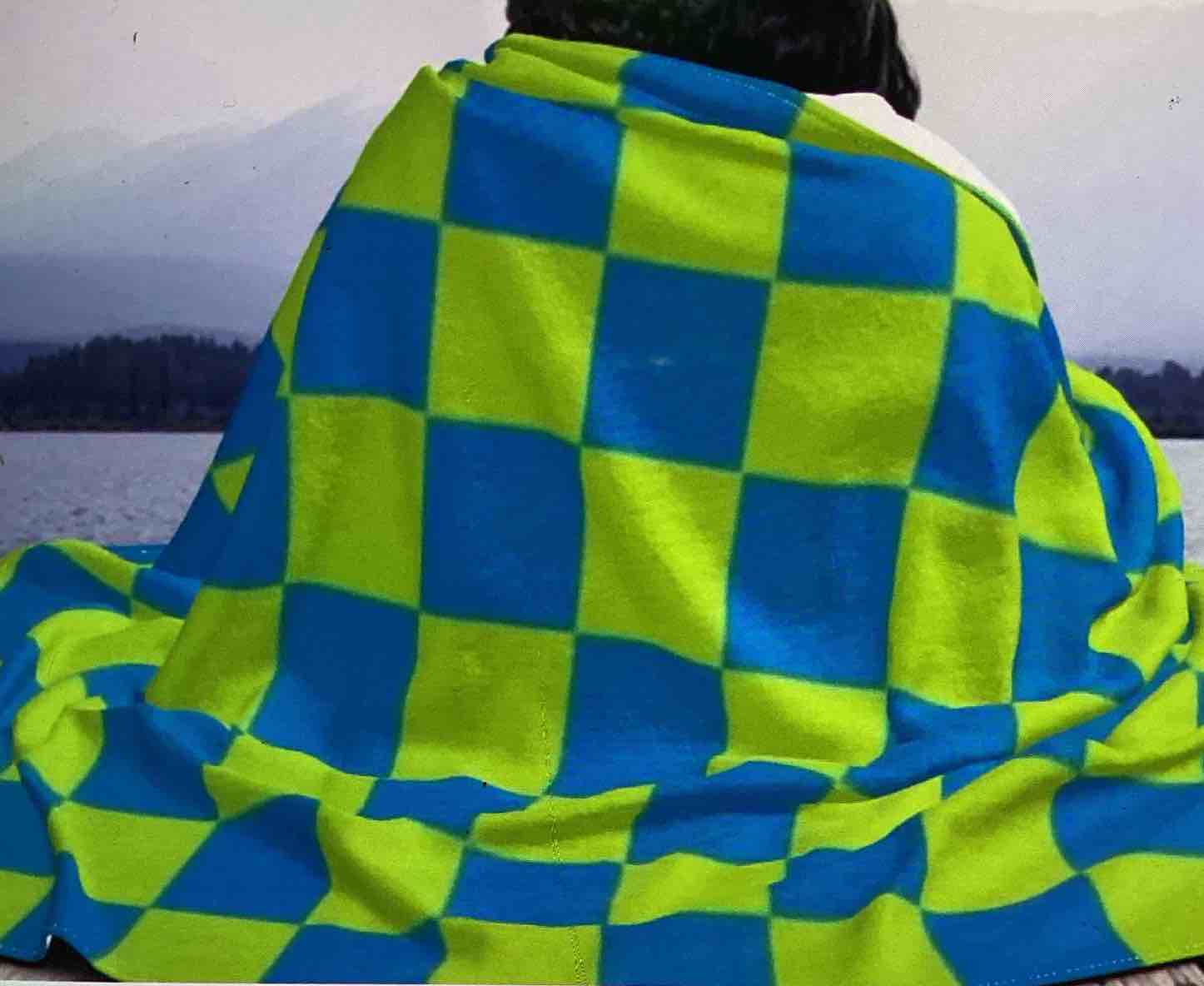 (( Case Pack Of 24)) Printed Sherpa Thrown Blanket Checkered 40” X 60”