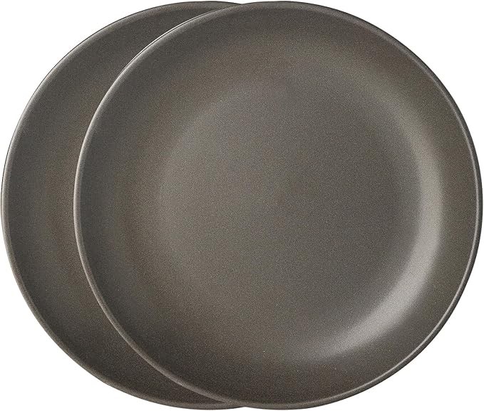 Set Of 8 THRESHOLD Dinner Plates 10 Inch Stoneware Dinnerware Dish Set for Kitchen, Large Serving Plates for Pasta Steak Assorted, Scratch Resistant, Microwave & Dishwasher Safe, Matte Black
