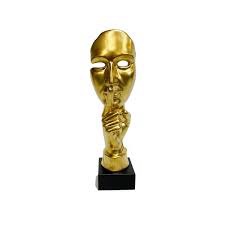 Quiet Gesture Modern Abstract Porcelain Mask Tabletop Sculpture Bust Decor