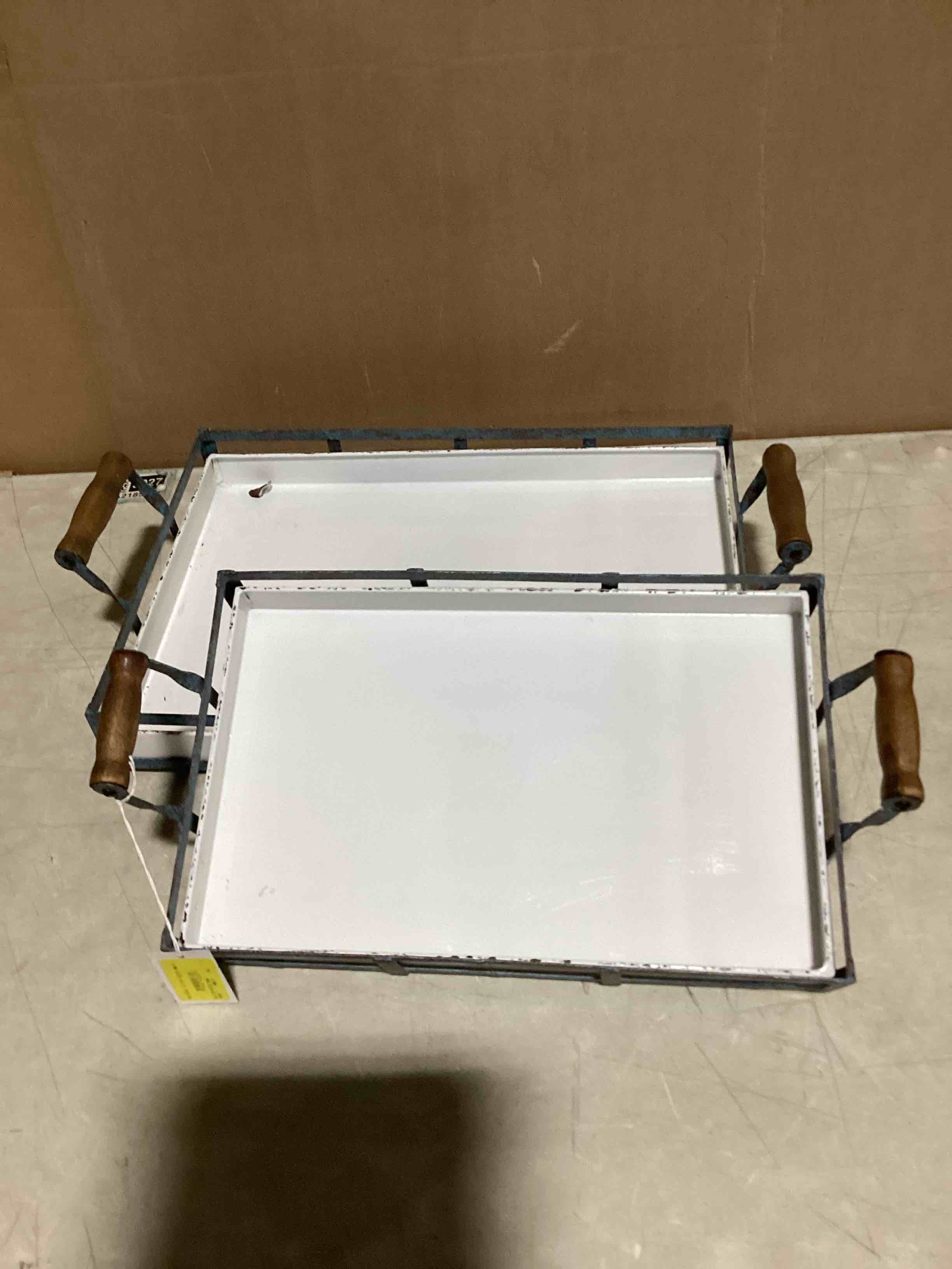 METAL TRAY SET OF TWO