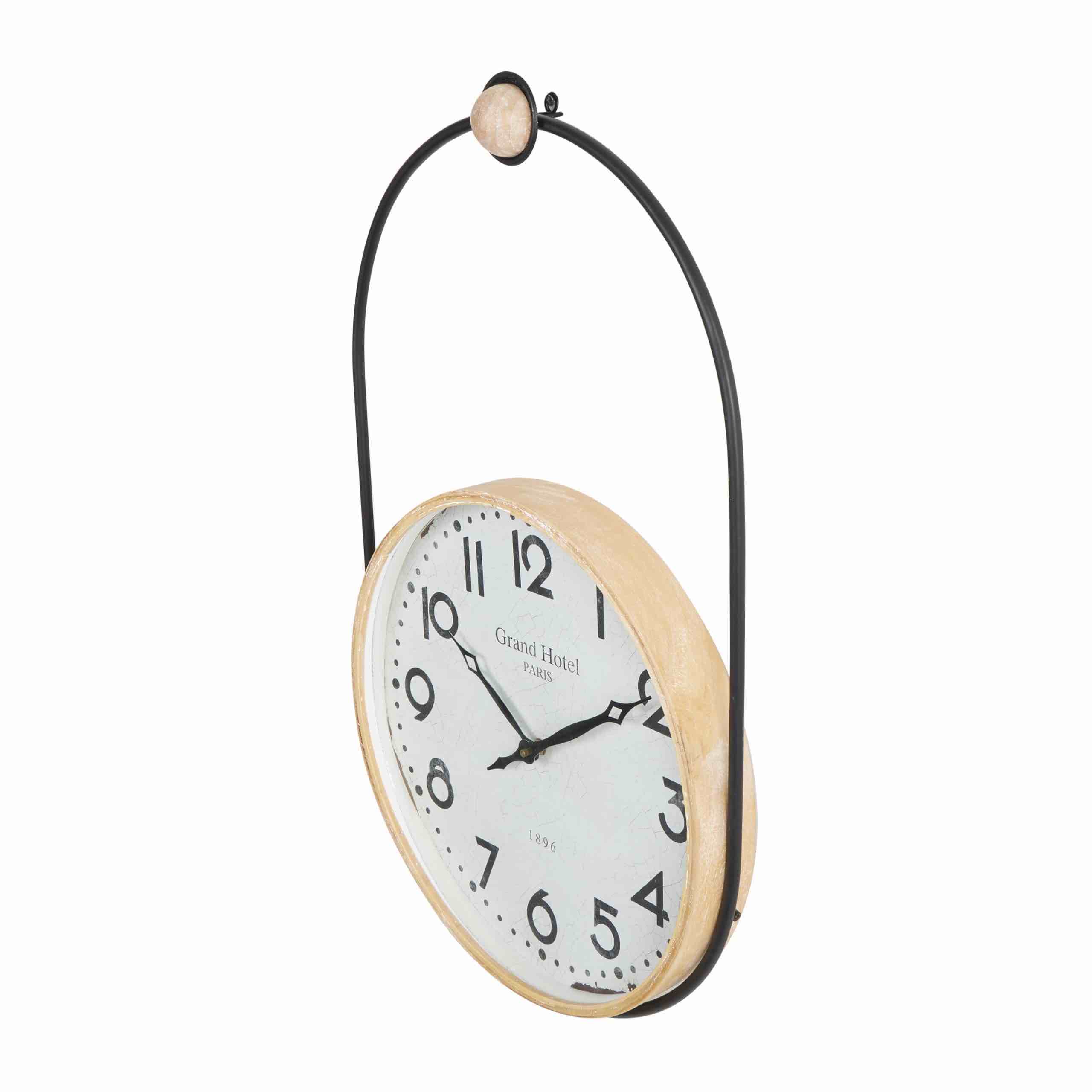 Deco 79 Wooden Decorative Wall Clock Suspended Hanging Wall Clock for Home with Brown Wood Accent