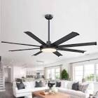 60'' 8-Blade Large Room LED Ceiling Fan with Light Kit and Remote Control