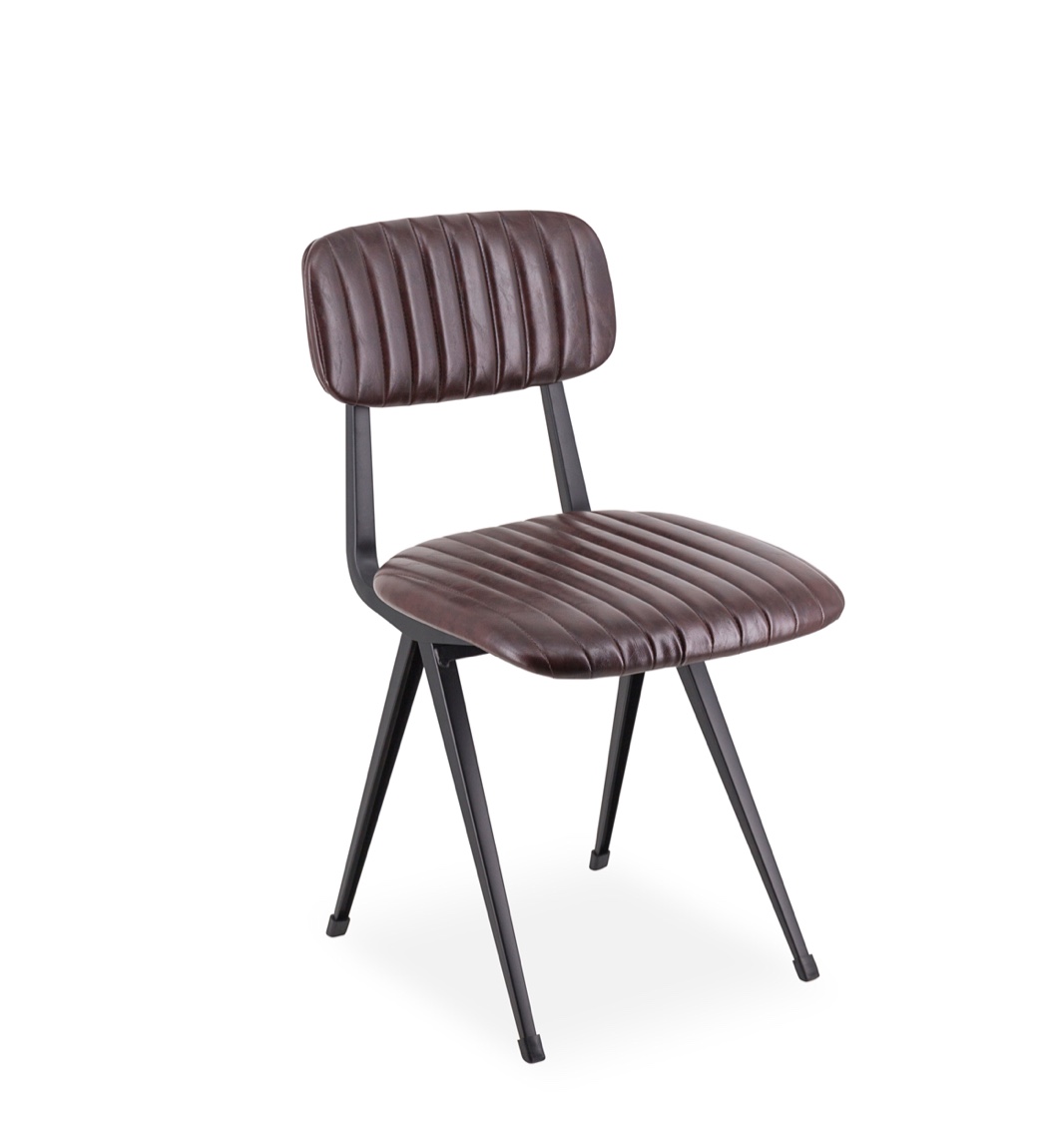 Set of 2 Modern Dining Chairs with Faux Leather Upholstery, Brown