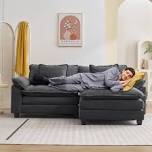 just pillows to sofa /Arale 86'' Wide Comfy Cloud Couch Sectional Loveseat Sofa with Ottoman/ different color yellow