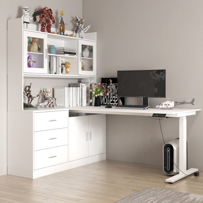 Elevating Computer Desk With 68.5'' W Bookcase incomplete 