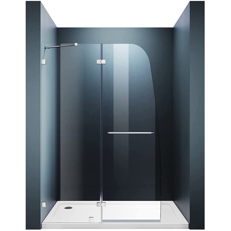45” W x 72” H frameless hinged shower door 1/4” clear tempered glass 