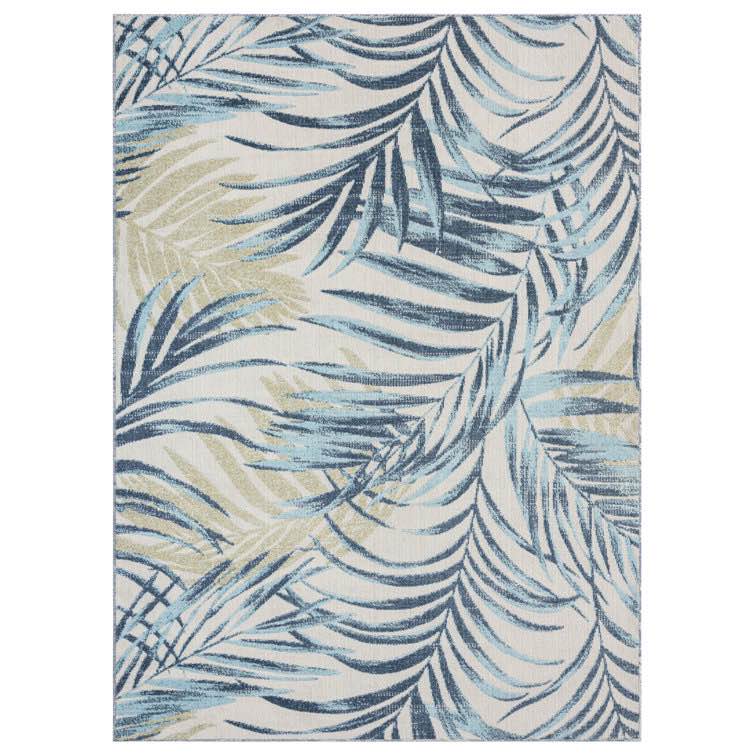 Tommy Bahama Malibu Palm Springs Coastal Indoor/Outdoor Area Rug, Ivory/Aqua Blue 5'3" x 7'3"