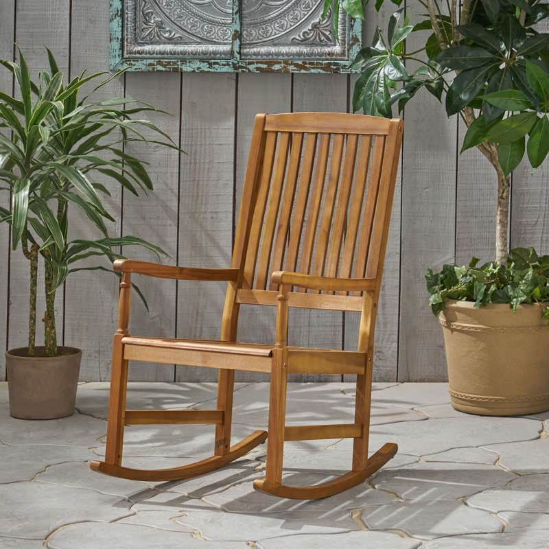 Mccomb Rocking Solid Wood Chair Color: Teak