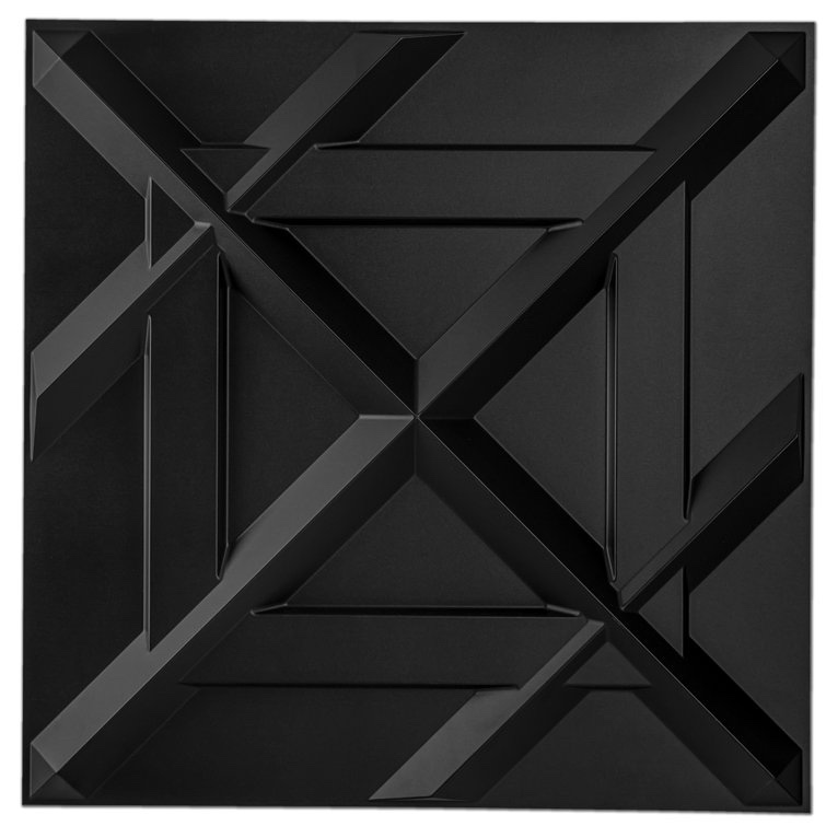 19.7" x 19.7" PVC 3D Wall Paneling Color: Black