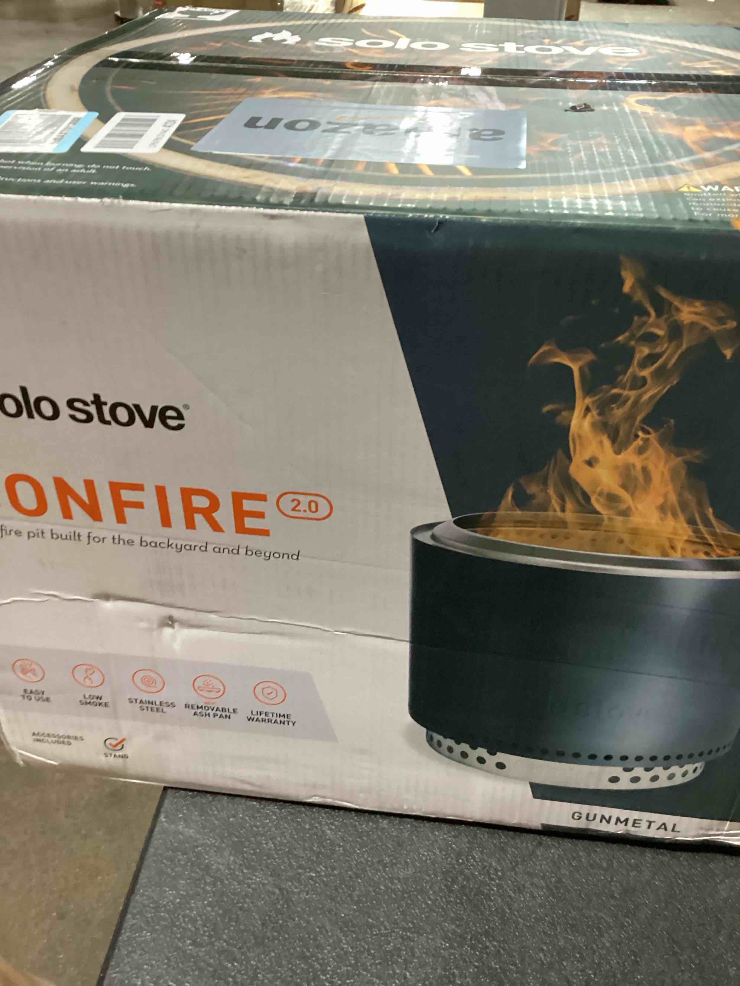 Solo Stove Bonfire 2.0 with Stand, 19.5 Inch Smokeless Fire Pit with Removable Ash Pan - Portable Ou