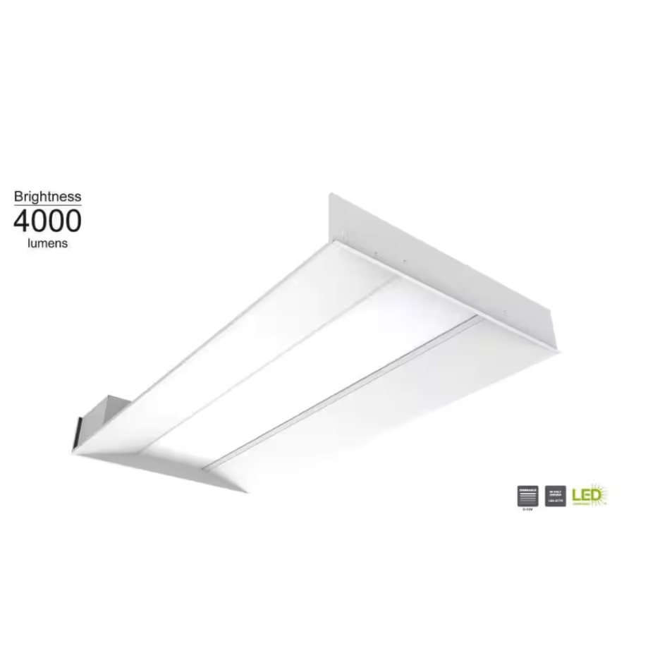 1-Pack 2 ft. x 4 ft. White Selectable CCT Integrated LED Center Basket Troffer Light Fixture at 4000 Lumens, 3500-4000K 8