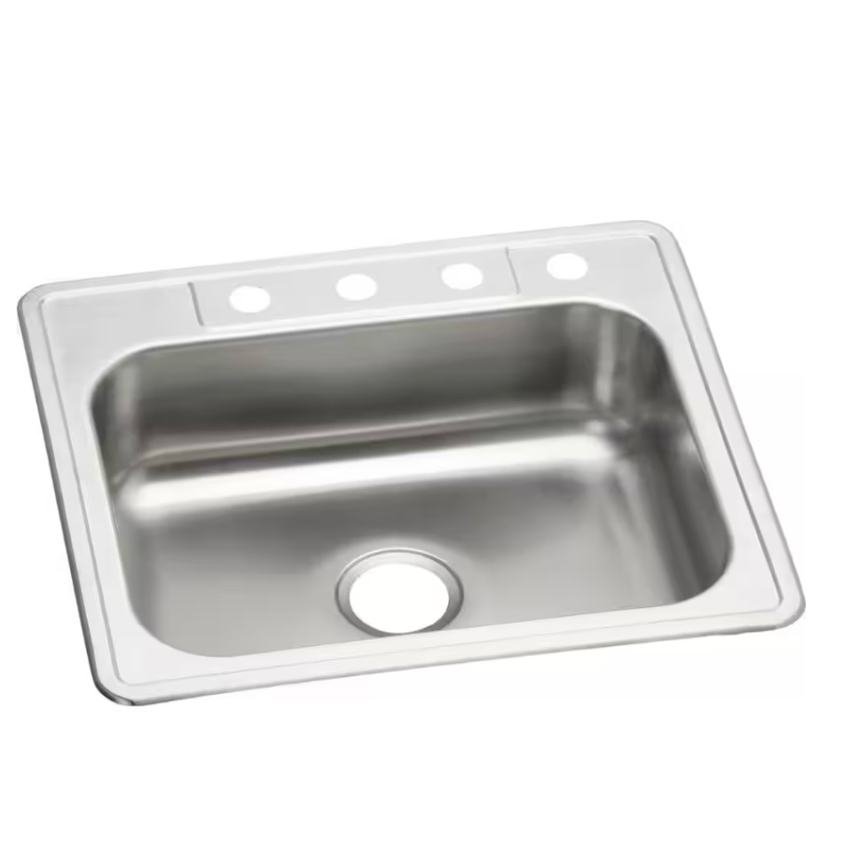 25 in. Drop in Single Bowl 22 Gauge Stainless Steel Kitchen Sink
