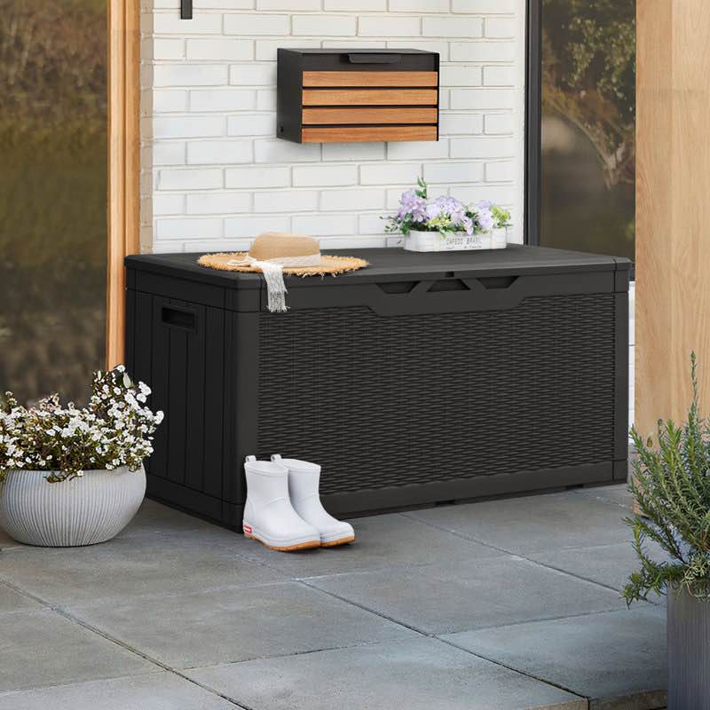 Furmax 100 Gallon Plastic Lockable Deck Box in Black