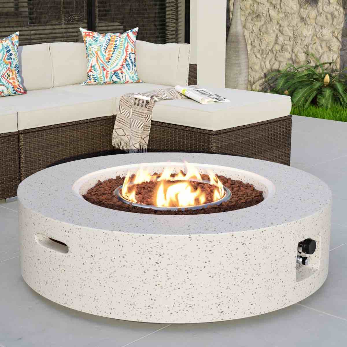 Borgia Concrete Propane Fire Pit Table Finish: Terrazzo White