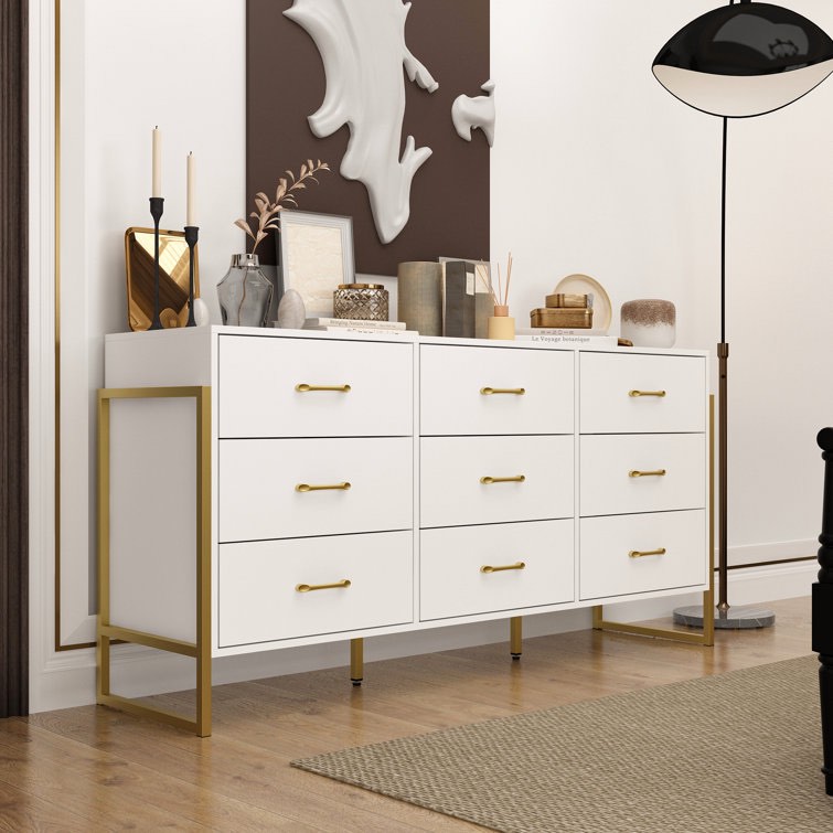 incomplete Hopkinton 9 Drawer 61.4" W Dresser Color: White