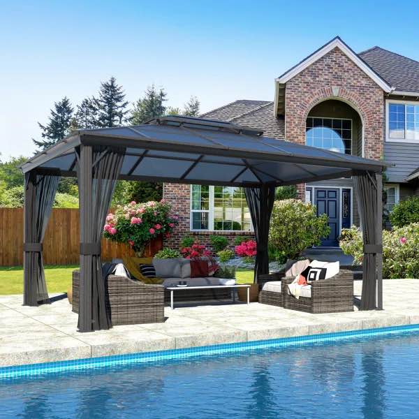 12 Ft. W x 16 Ft. D Metal Patio Gazebo