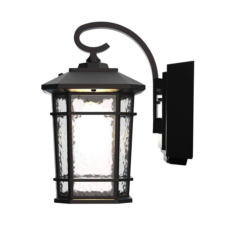 Williams 1- Light Black 15" H Outdoor Wall Lantern GFCI Outlet Dusk to Dawn (Bulb Included)