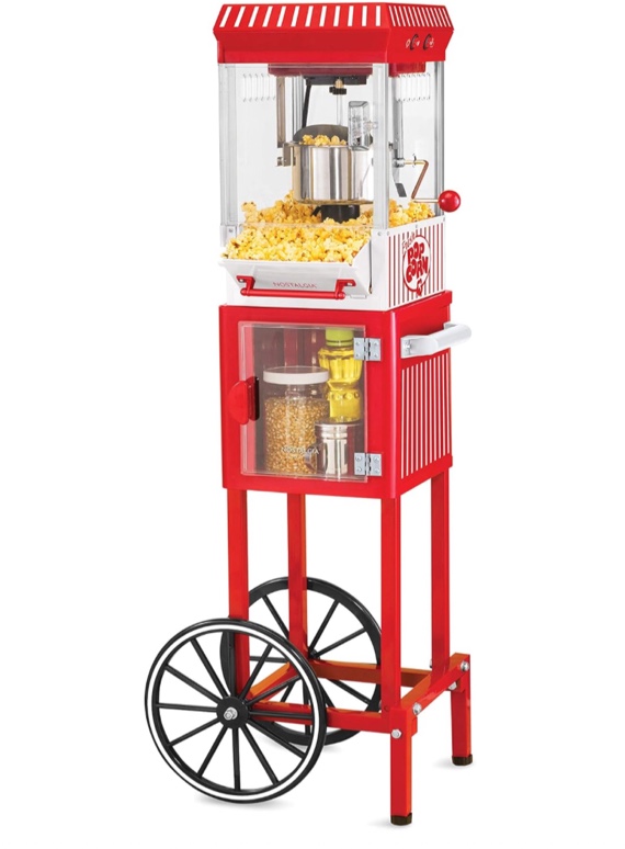 Nostalgia Popcorn Maker Machine - Professional Cart With 2.5 Oz Kettle Makes Up to 10 Cups - Vintage