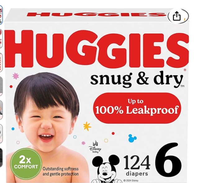 Huggies Snug & Dry Baby Disposable Diapers - Size 6 - 124ct