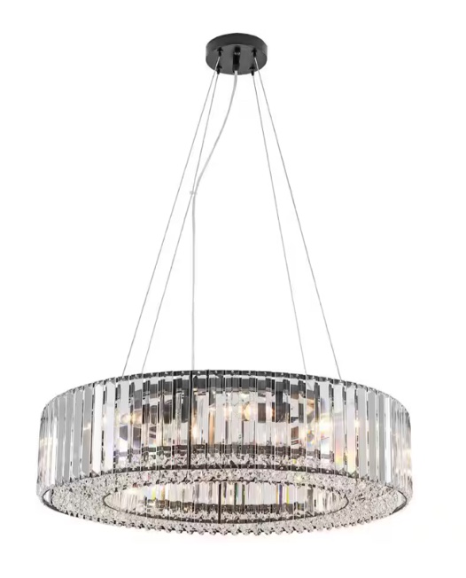 5-Light Black Drum Chandelier Hanging Pendant Light with Crystal Shade( Similar)