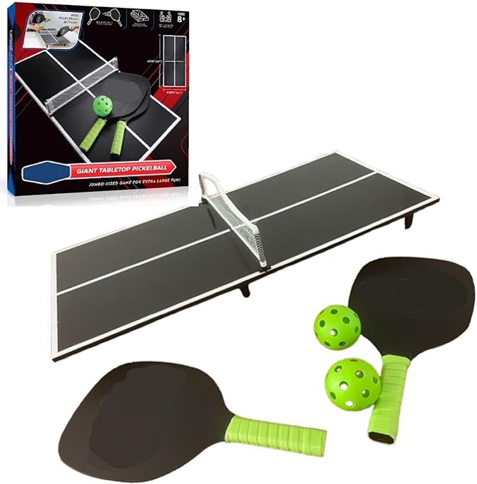 Pickle Ball Set with Net for Home, Portable Pickleball Net Set Indoor Pickleballs. Pickleball Set with Net Wooden Tabletop Desktop Portable Pickleball Court Pickleball Starter Set for Adults