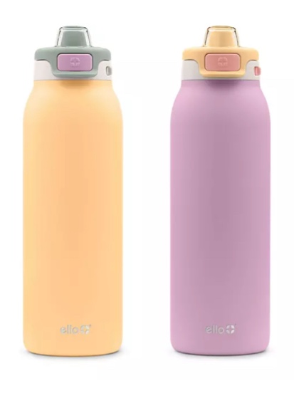 Ello Pop & Fill 32oz. 2-Pack Stainless Steel Water Bottle with QuickFill Technology (Assorted Colors)