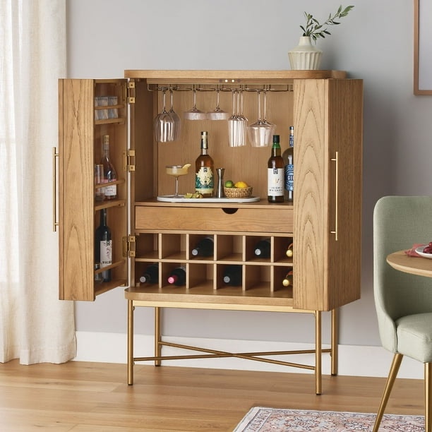 member's mark moberly bar cabinet with wine rack storage