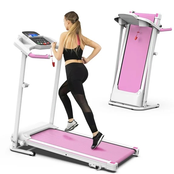 Folding Treadmill for Home, Electric Running Walking Treadmill with Incline, 265 lbs Capacity, 7.5 MPH, Pink